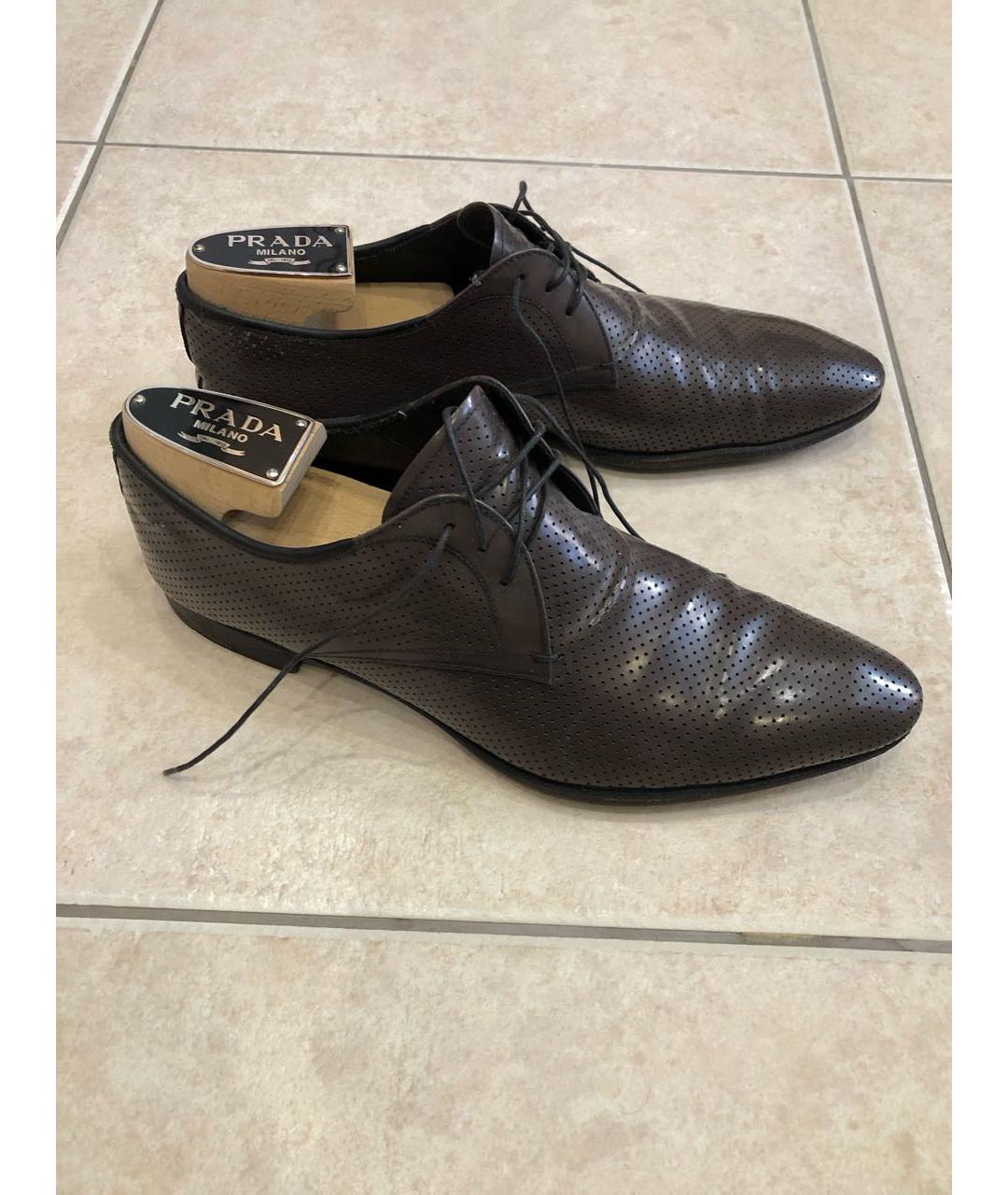 PRADA Коричневые кожаные туфли, фото 2