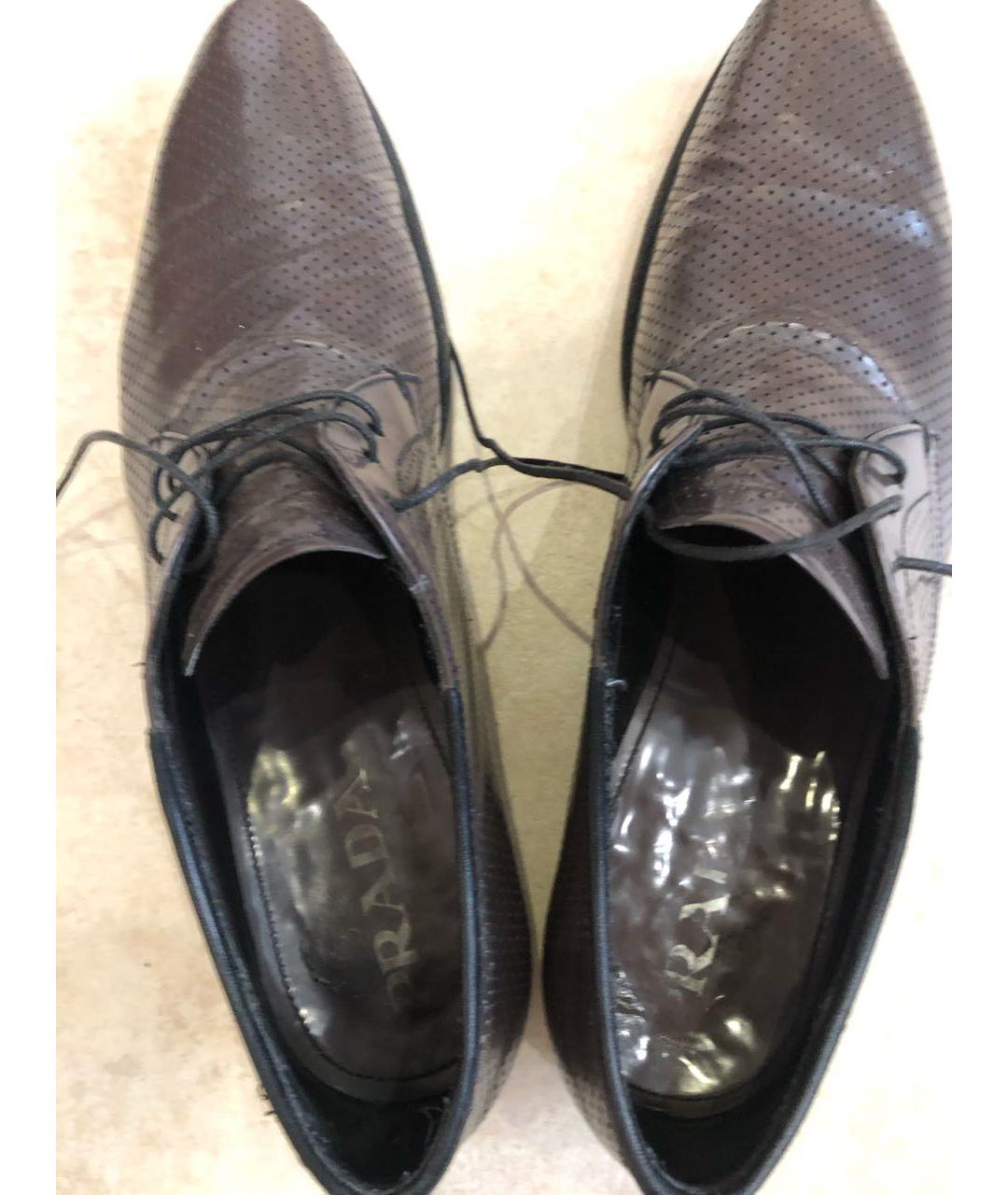 PRADA Коричневые кожаные туфли, фото 4