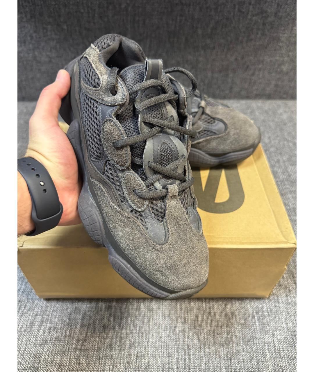 ADIDAS YEEZY Антрацитовые замшевые кроссовки, фото 3