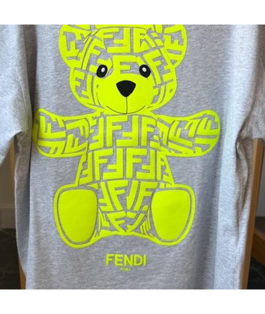 FENDI Серая хлопковая детская футболка, фото 4