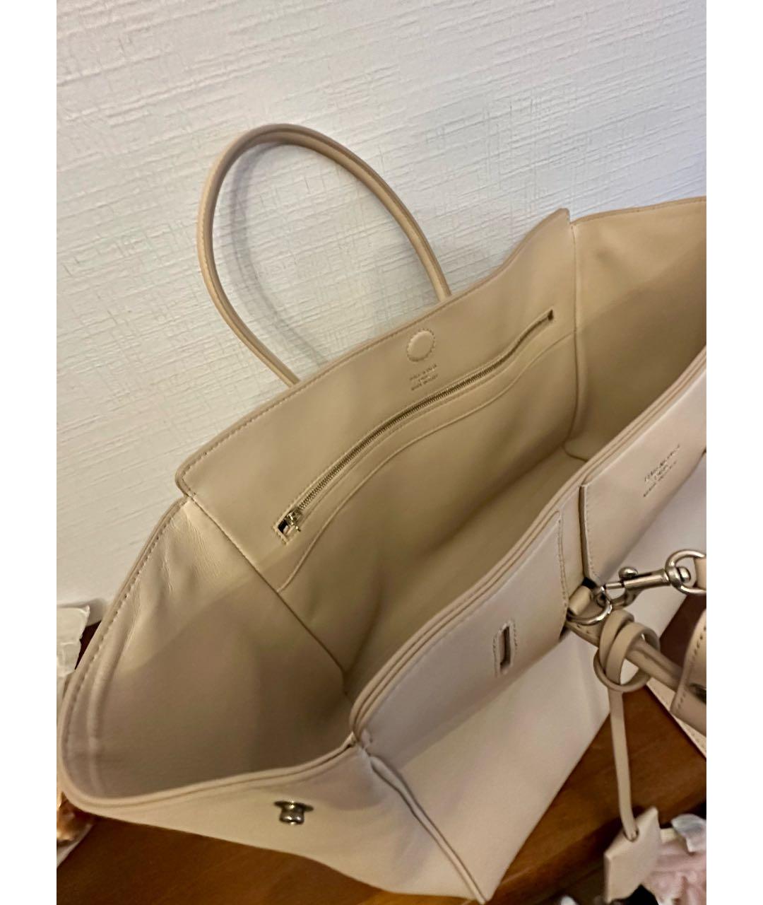 BALENCIAGA Бежевая кожаная сумка тоут, фото 4