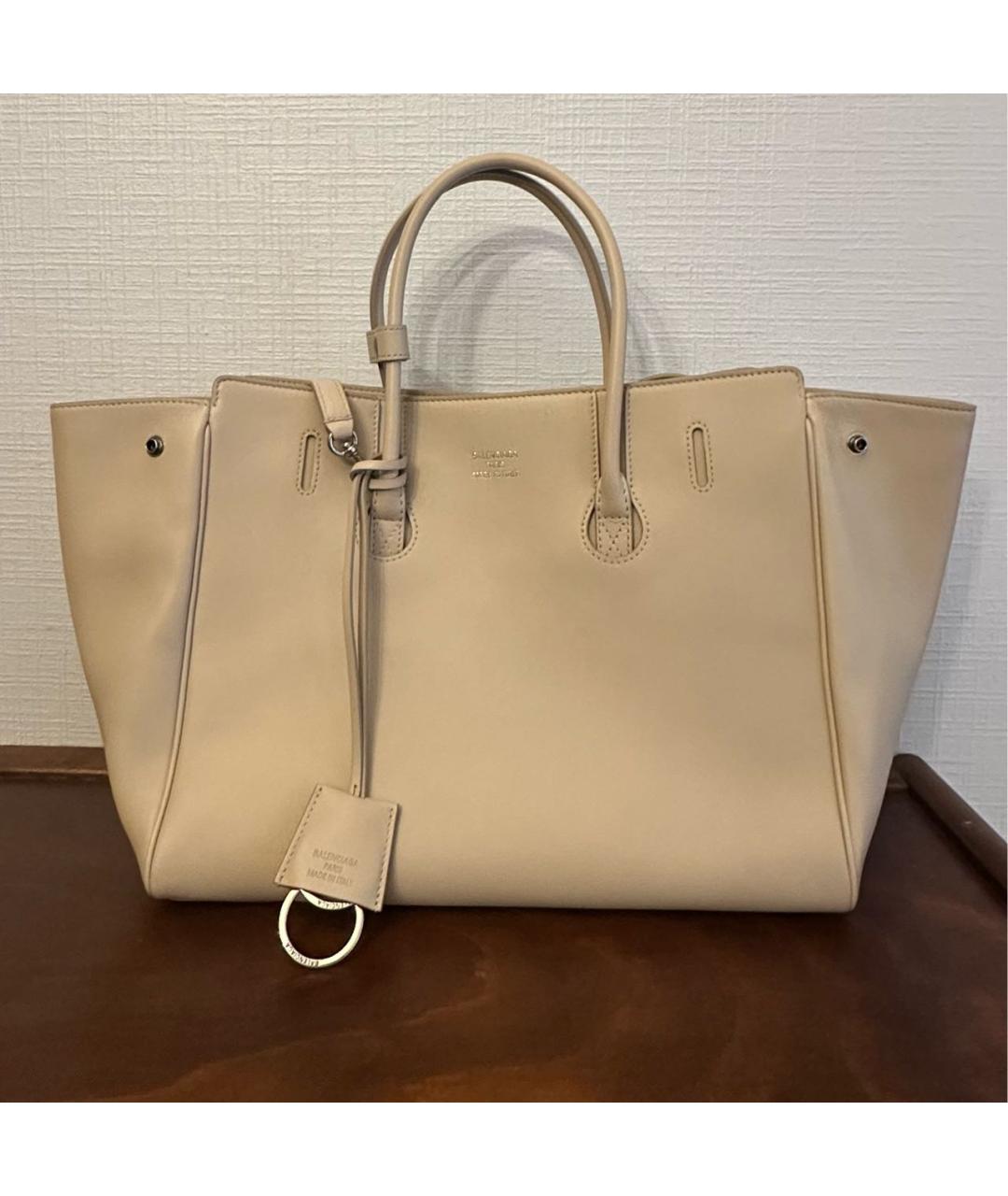 BALENCIAGA Бежевая кожаная сумка тоут, фото 5