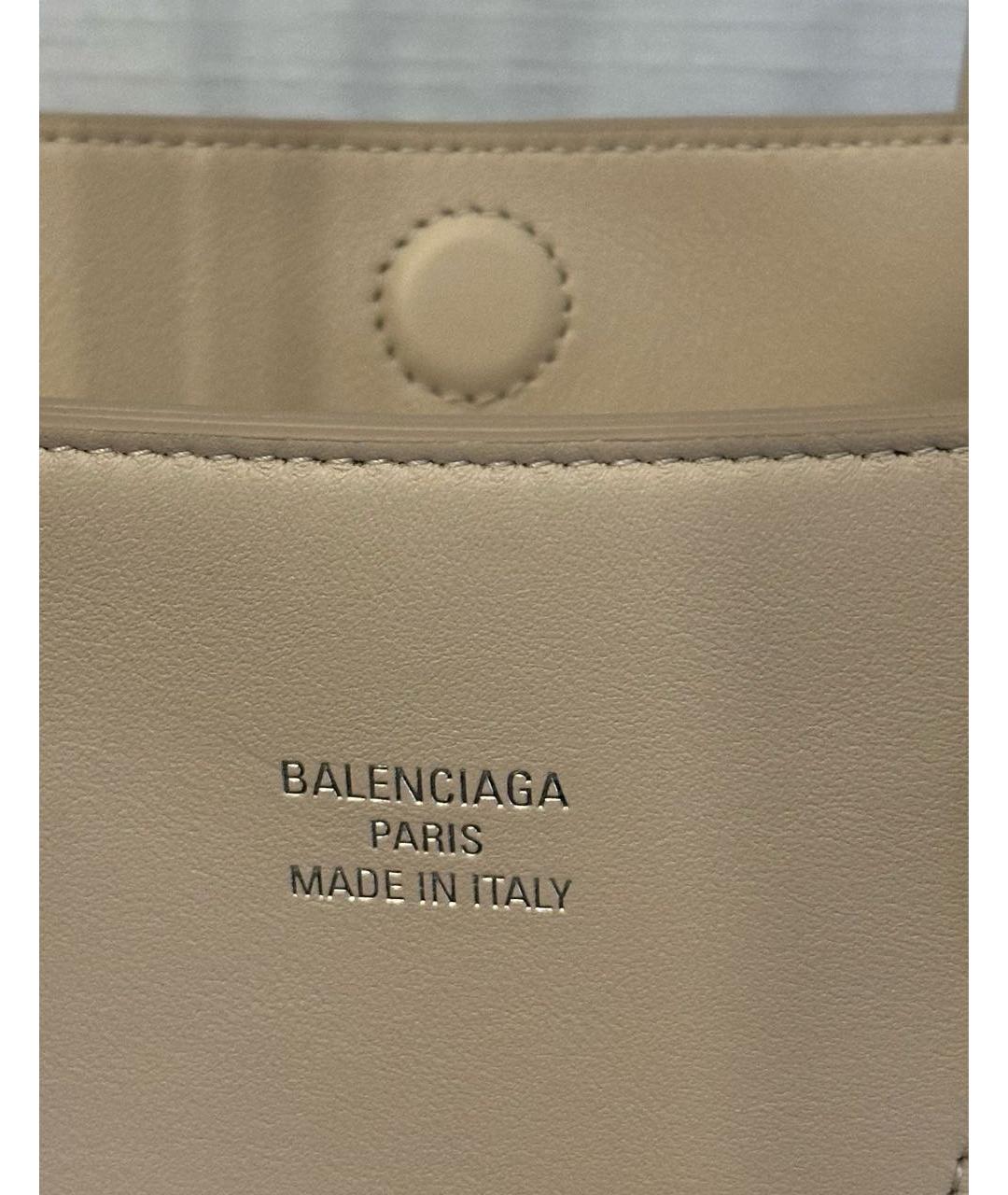 BALENCIAGA Бежевая кожаная сумка тоут, фото 7