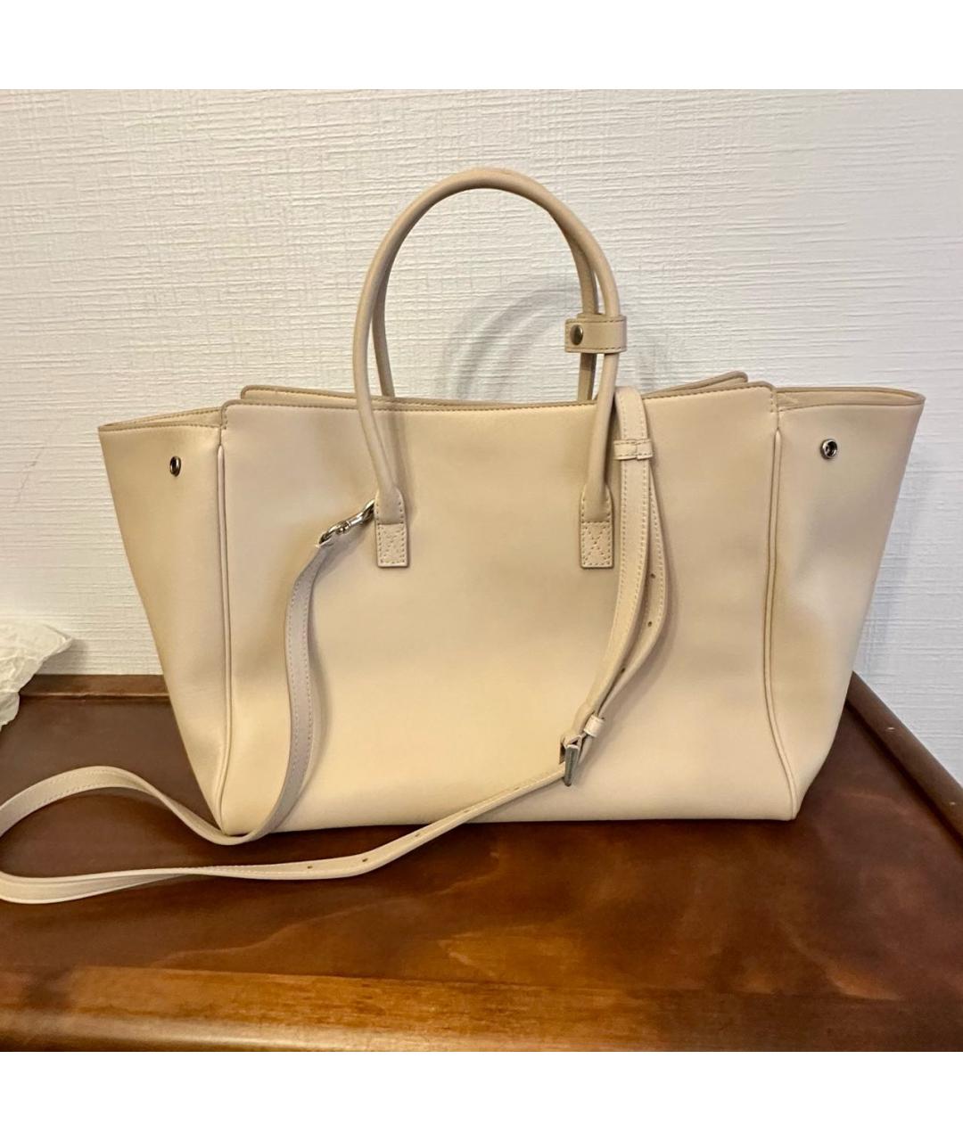 BALENCIAGA Бежевая кожаная сумка тоут, фото 3