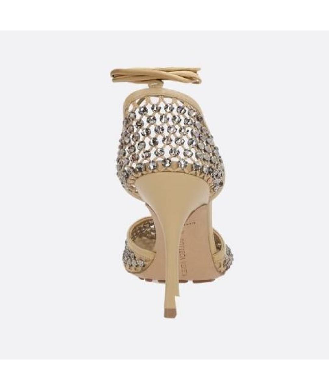 BOTTEGA VENETA Бежевые текстильные босоножки, фото 4