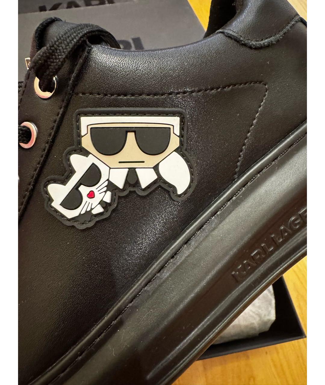 KARL LAGERFELD Черные кожаные кеды, фото 3