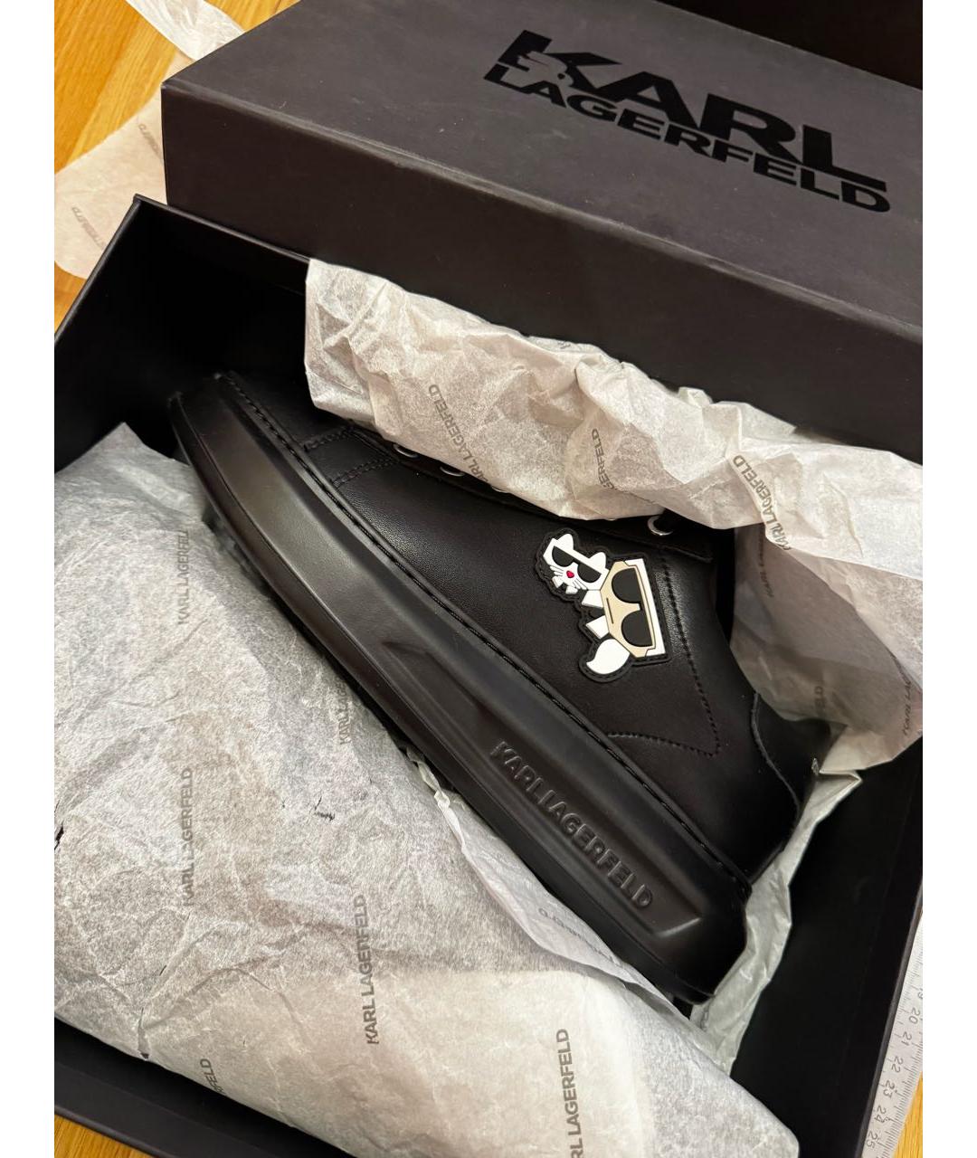 KARL LAGERFELD Черные кожаные кеды, фото 7