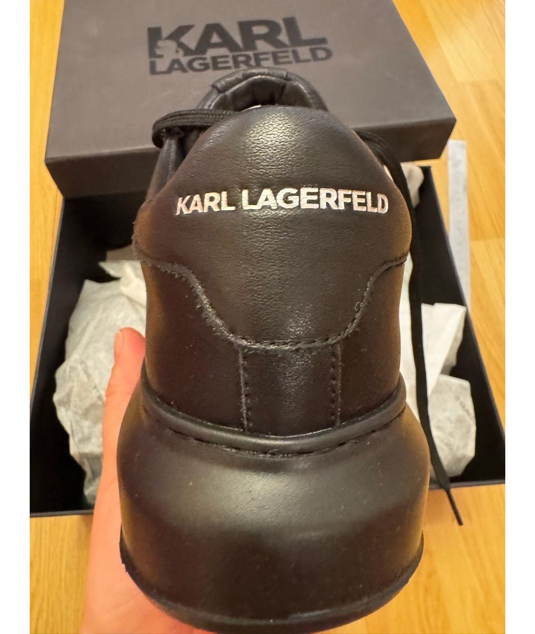 KARL LAGERFELD Черные кожаные кеды, фото 4