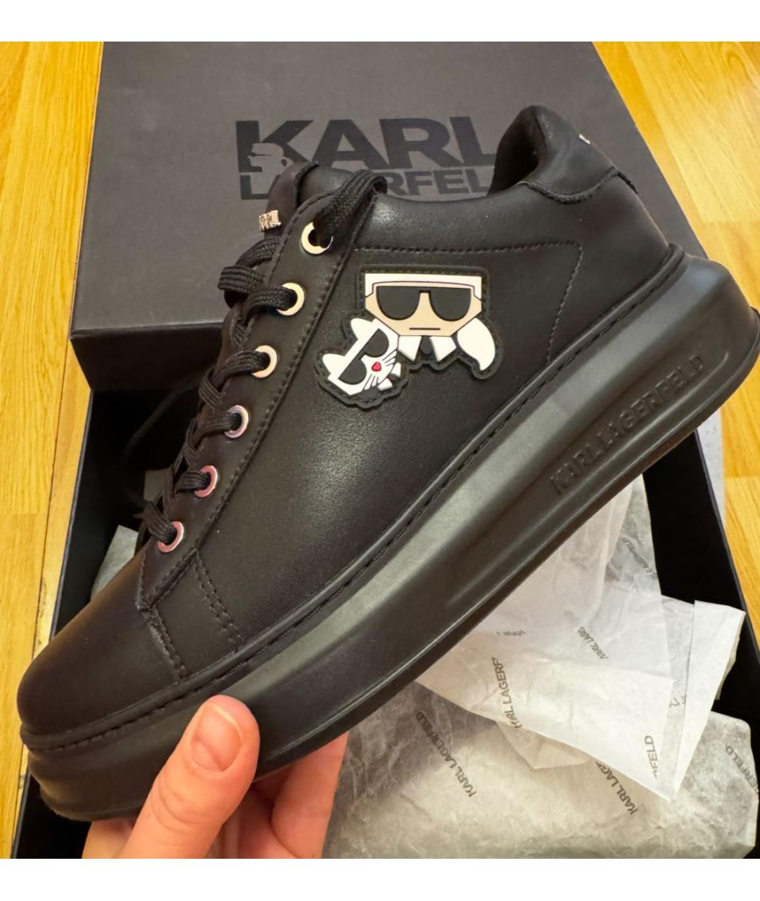 KARL LAGERFELD Черные кожаные кеды, фото 8