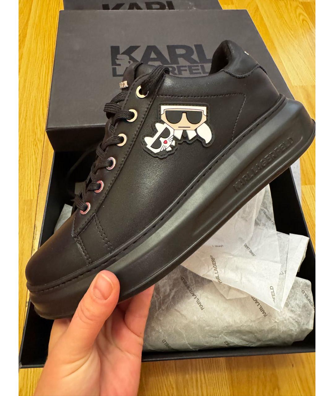 KARL LAGERFELD Черные кожаные кеды, фото 2