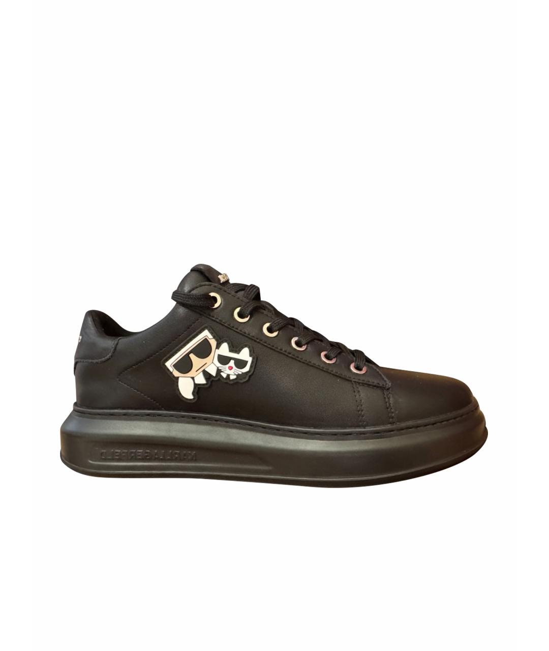 KARL LAGERFELD Черные кожаные кеды, фото 1