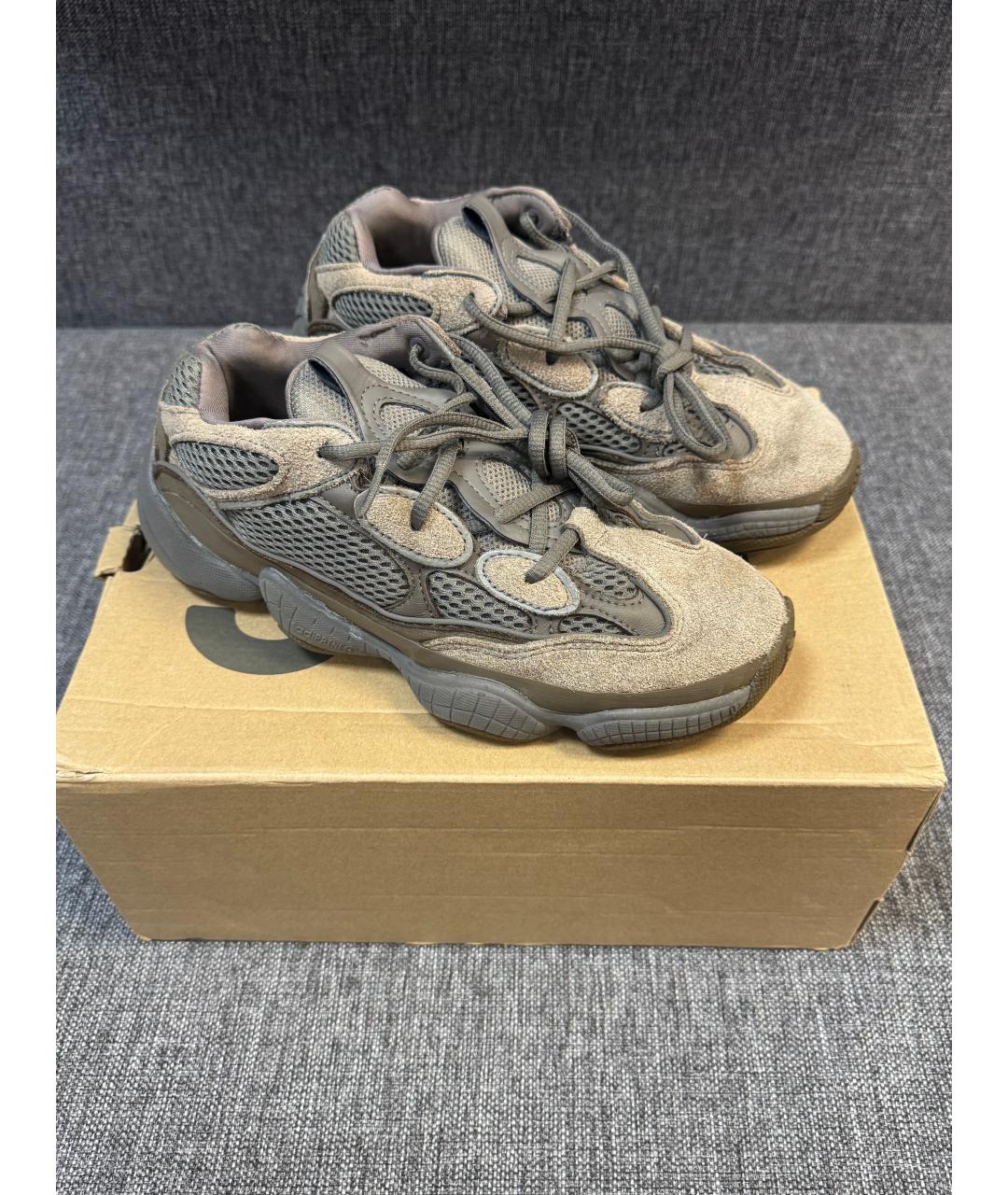 ADIDAS YEEZY Коричневые замшевые низкие кроссовки / кеды, фото 2