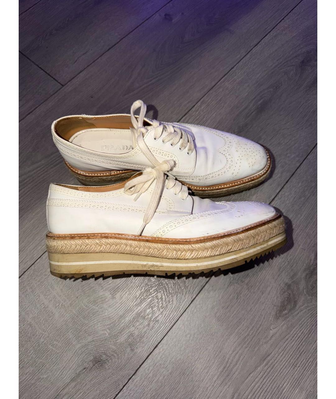 PRADA Белые кожаные лоферы, фото 5