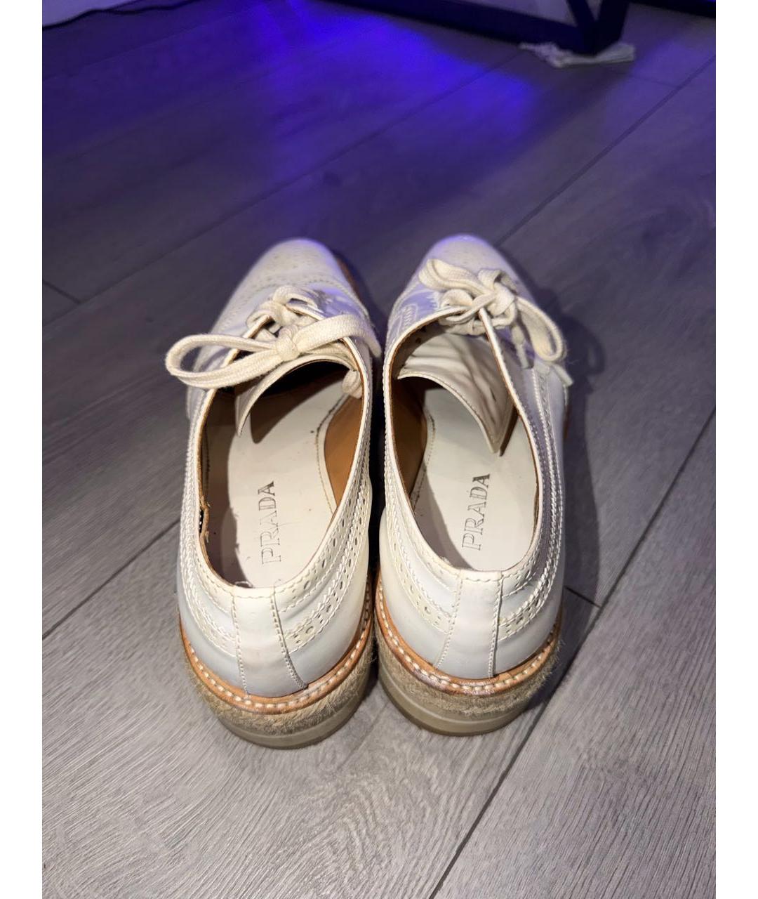 PRADA Белые кожаные лоферы, фото 4