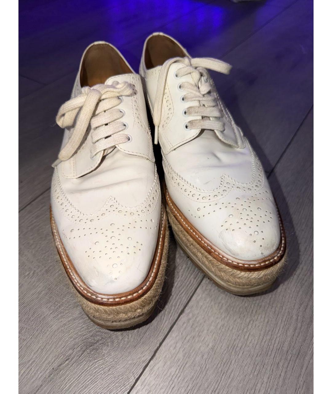 PRADA Белые кожаные лоферы, фото 3