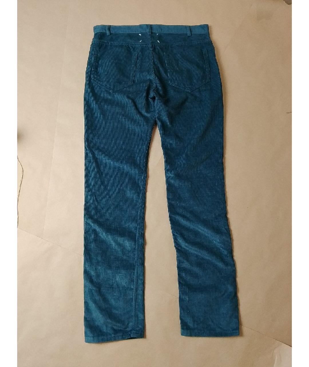 MAISON MARGIELA Бирюзовые хлопковые повседневные брюки, фото 2