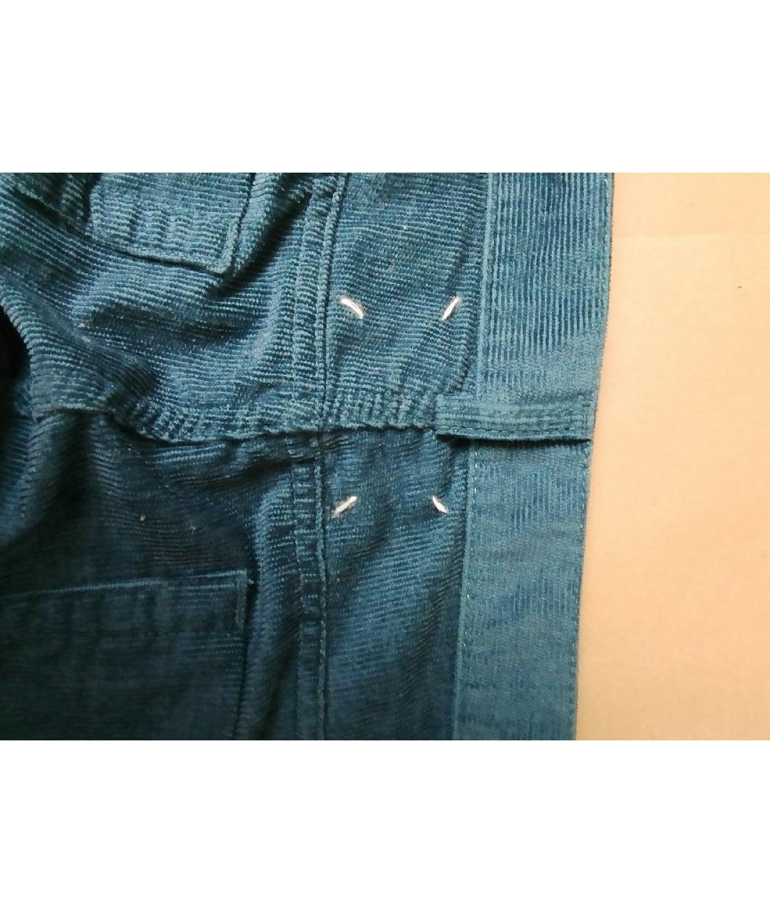 MAISON MARGIELA Бирюзовые хлопковые повседневные брюки, фото 4