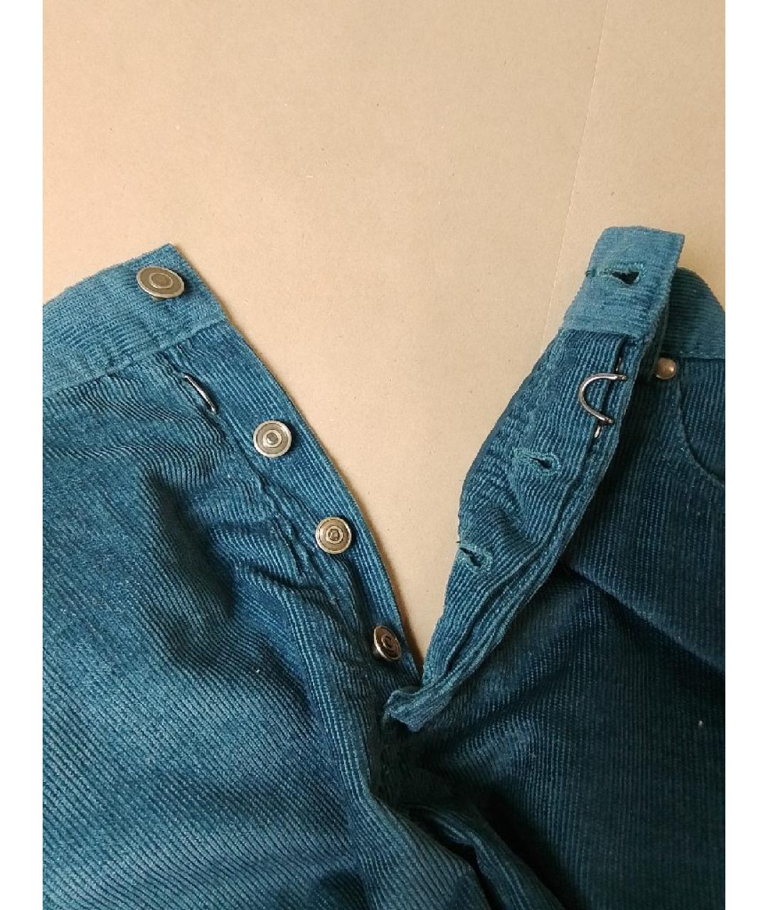 MAISON MARGIELA Бирюзовые хлопковые повседневные брюки, фото 6