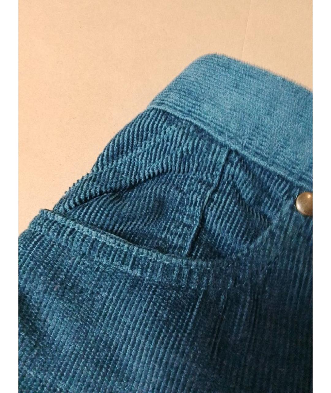 MAISON MARGIELA Бирюзовые хлопковые повседневные брюки, фото 7