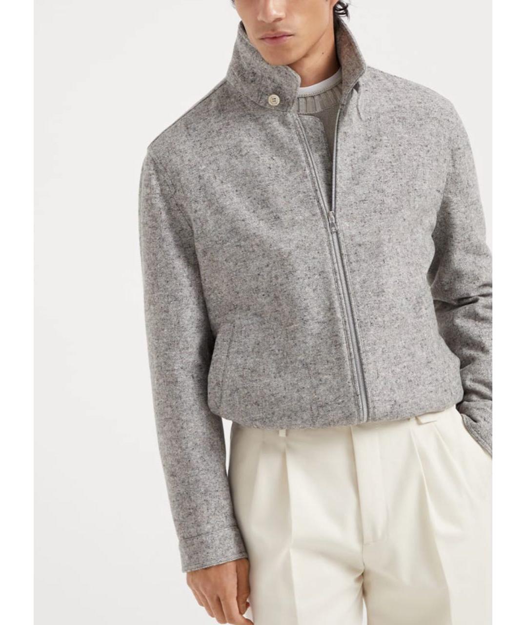 BRUNELLO CUCINELLI Серая шерстяная куртка, фото 3