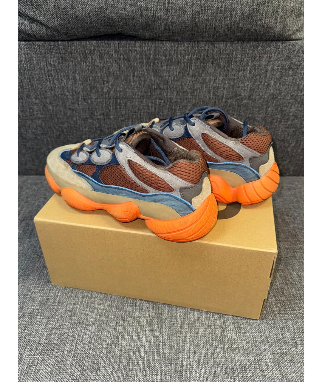 ADIDAS YEEZY Бежевые замшевые низкие кроссовки / кеды, фото 3