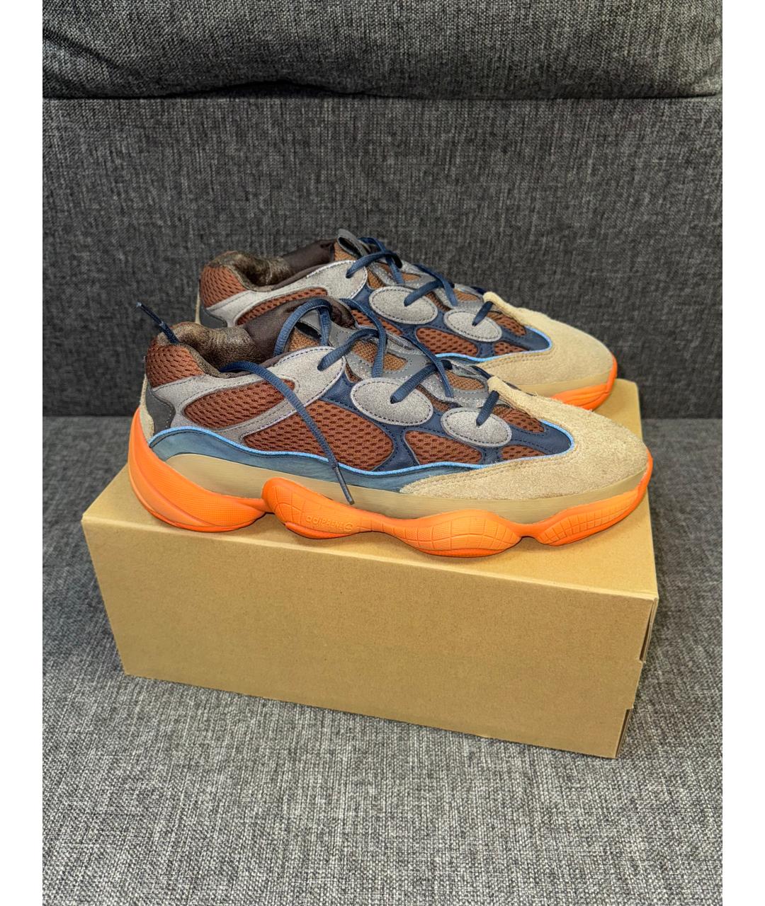 ADIDAS YEEZY Бежевые замшевые низкие кроссовки / кеды, фото 2