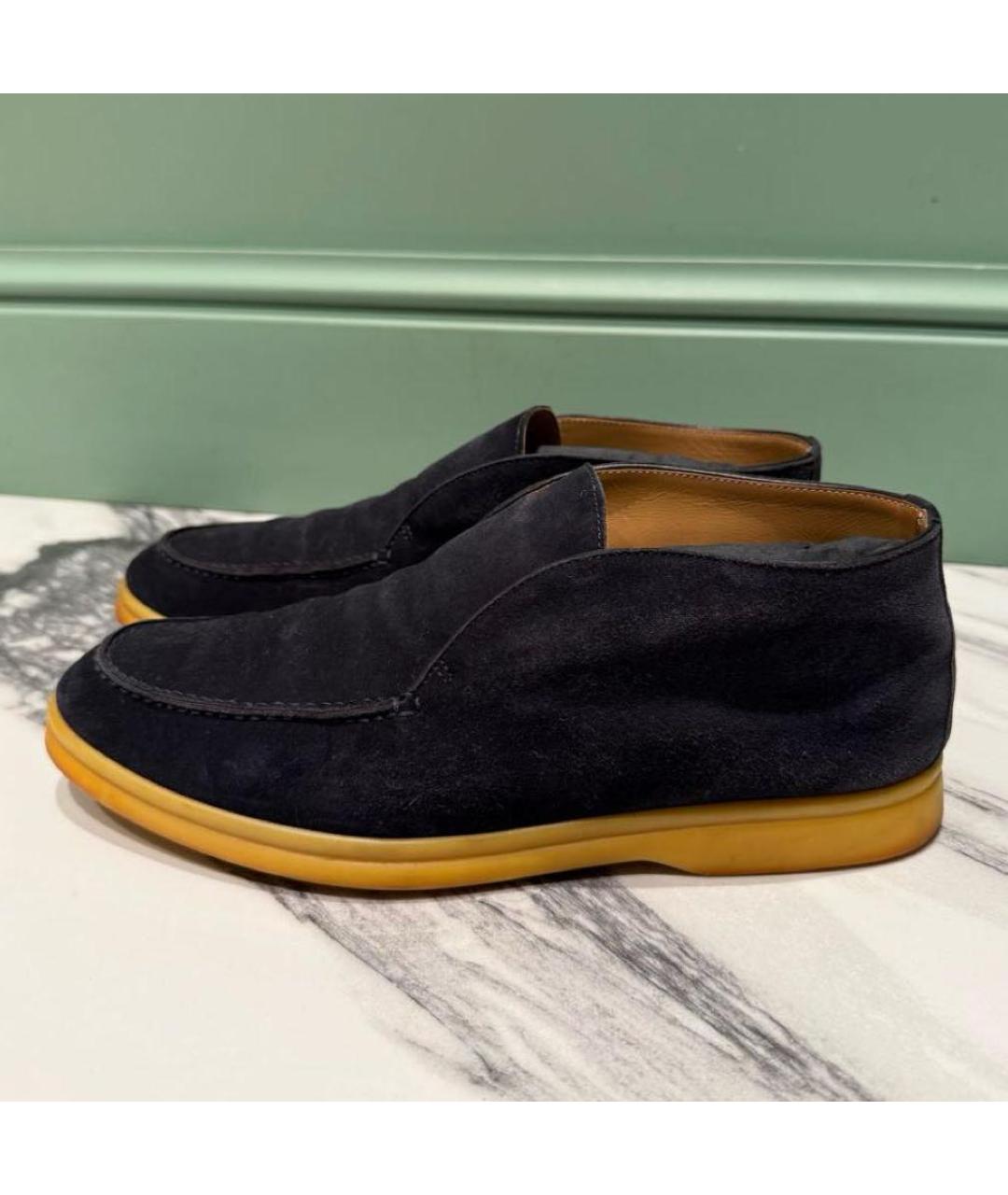 LORO PIANA Темно-синие замшевые лоферы, фото 2