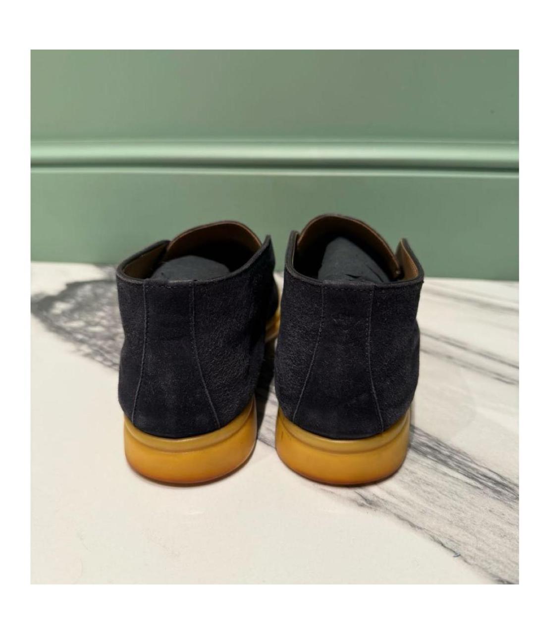 LORO PIANA Темно-синие замшевые лоферы, фото 3