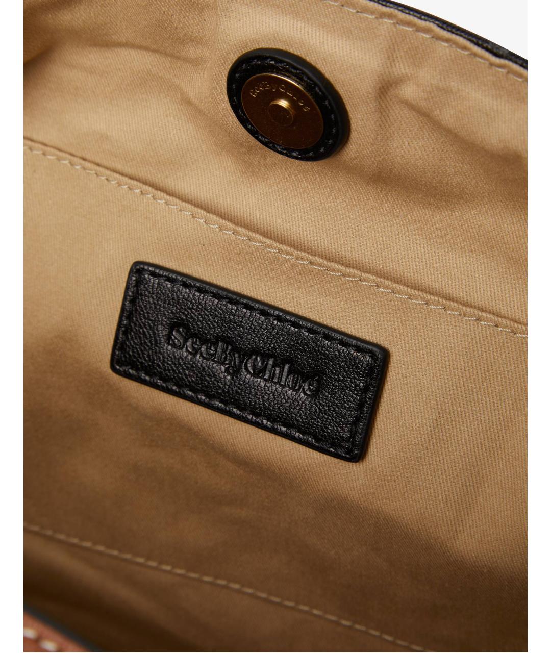 SEE BY CHLOE Черная кожаная сумка тоут, фото 8