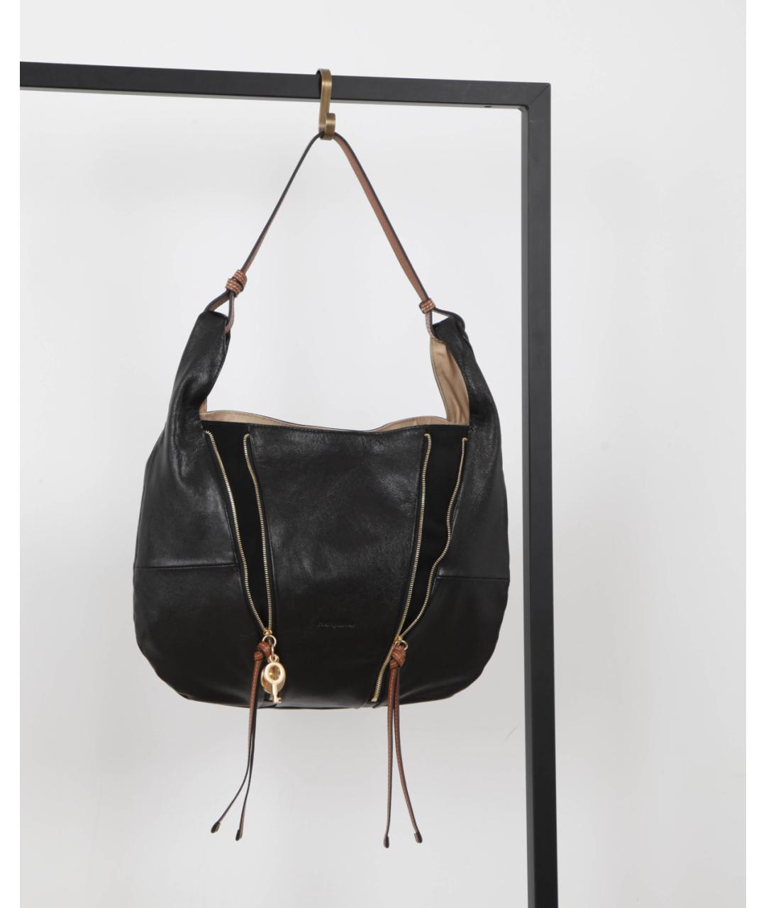 SEE BY CHLOE Черная кожаная сумка тоут, фото 9