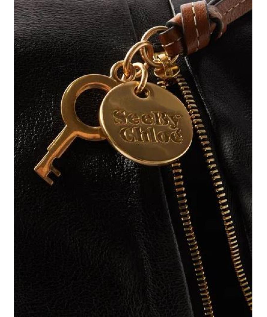 SEE BY CHLOE Черная кожаная сумка тоут, фото 6