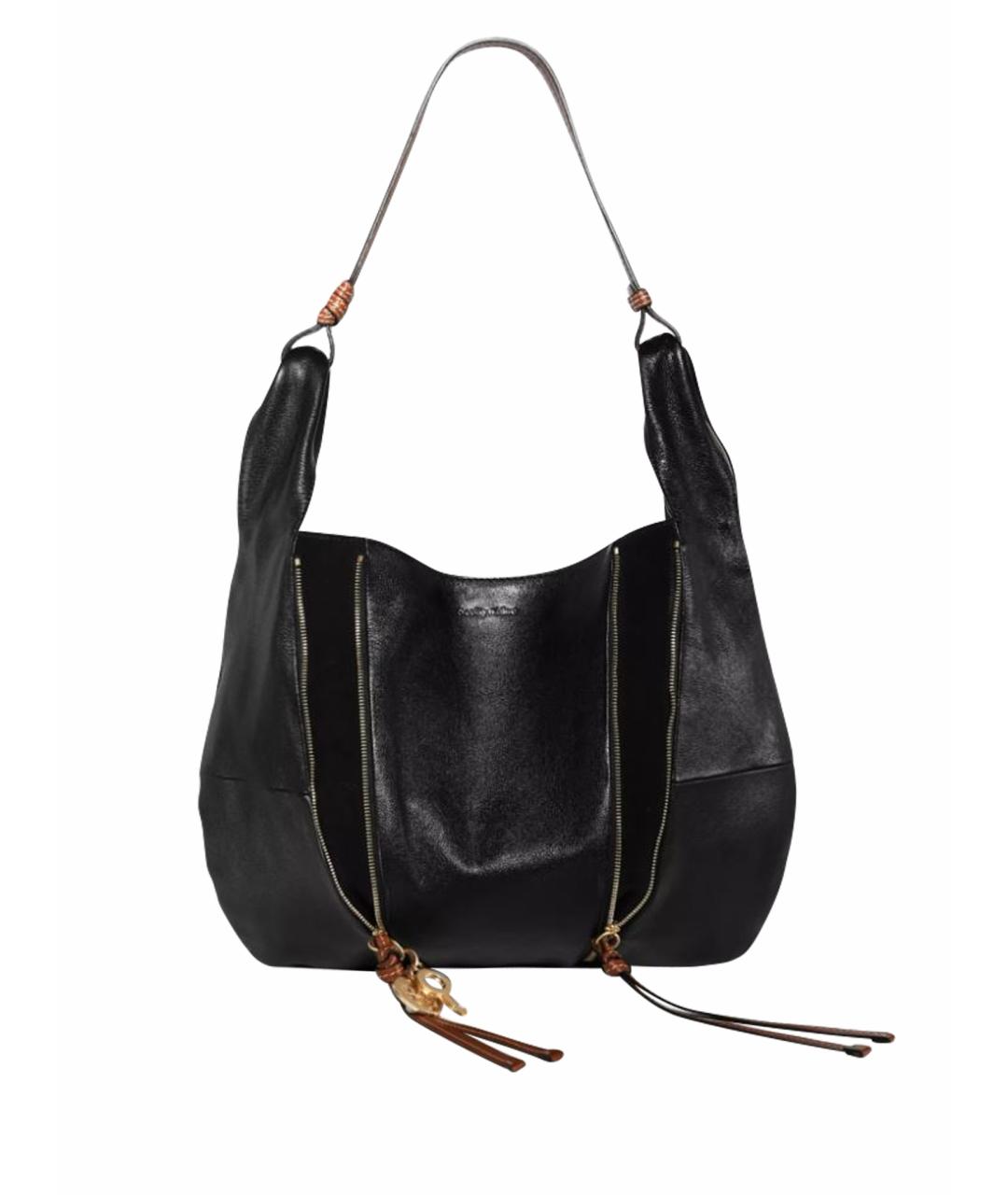 SEE BY CHLOE Черная кожаная сумка тоут, фото 1