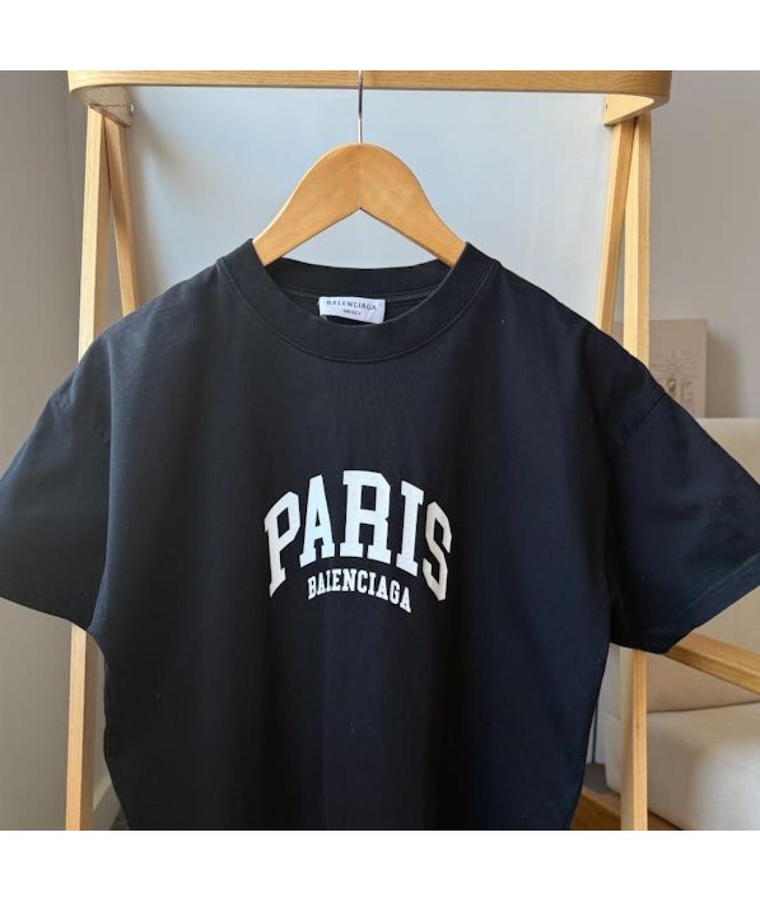 BALENCIAGA Черная хлопковая футболка, фото 3