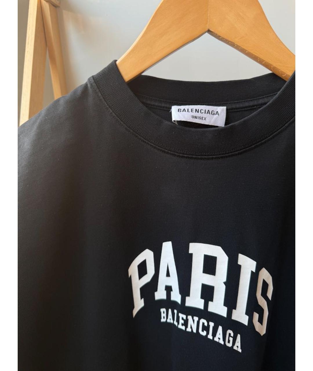 BALENCIAGA Черная хлопковая футболка, фото 4