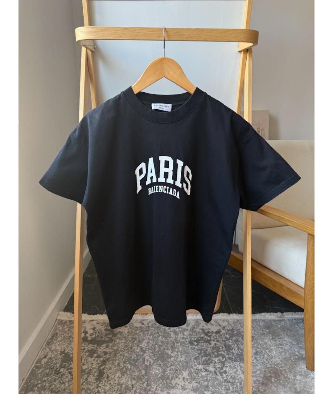 BALENCIAGA Черная хлопковая футболка, фото 5