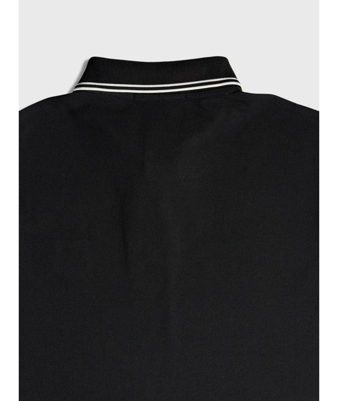 STONE ISLAND Черное хлопковое поло с коротким рукавом, фото 4