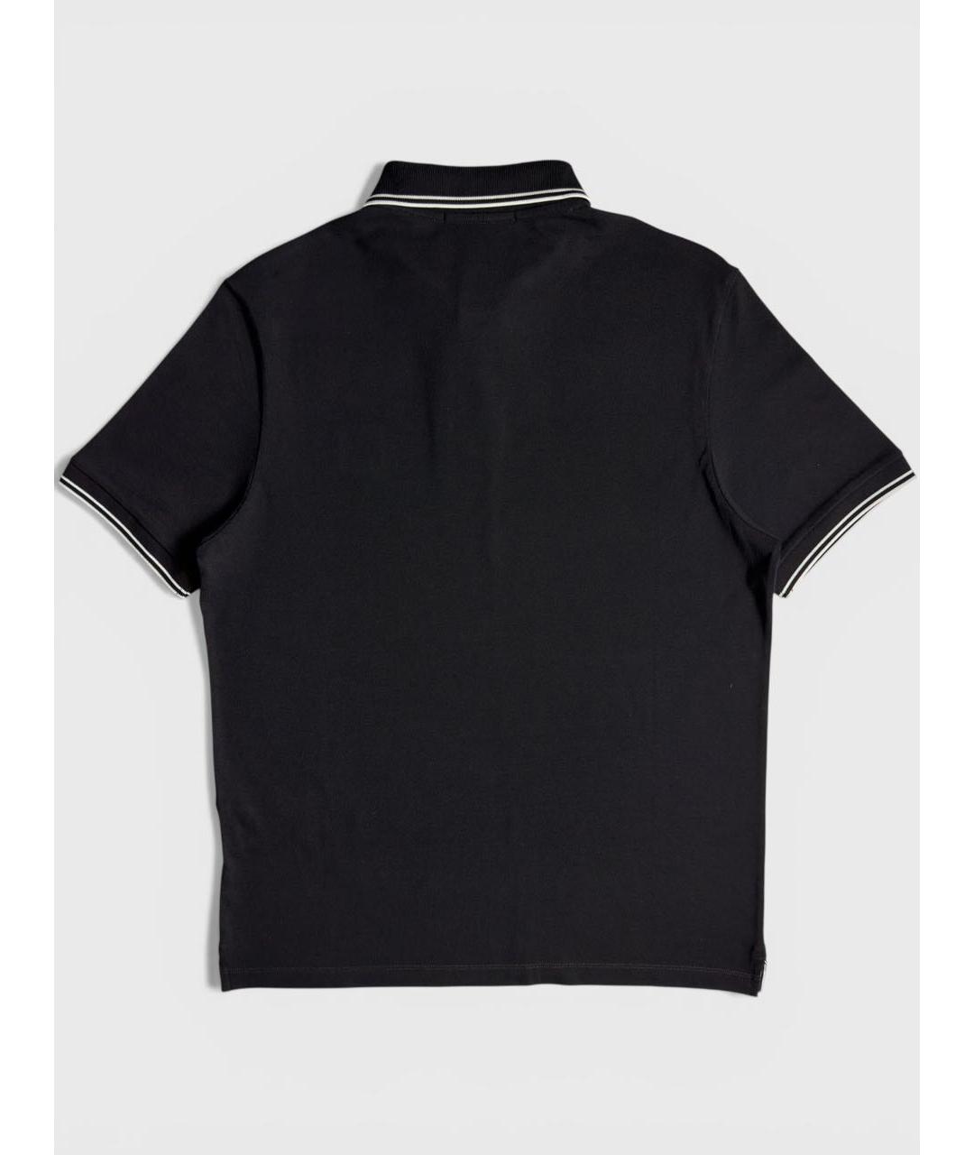STONE ISLAND Черное хлопковое поло с коротким рукавом, фото 2
