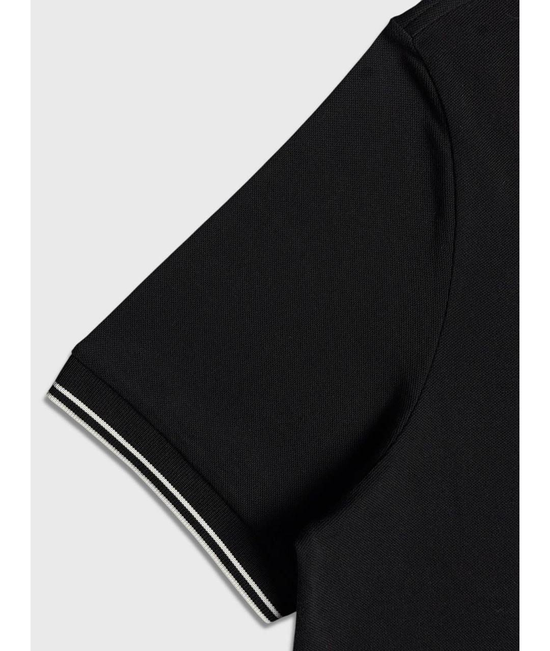 STONE ISLAND Черное хлопковое поло с коротким рукавом, фото 5