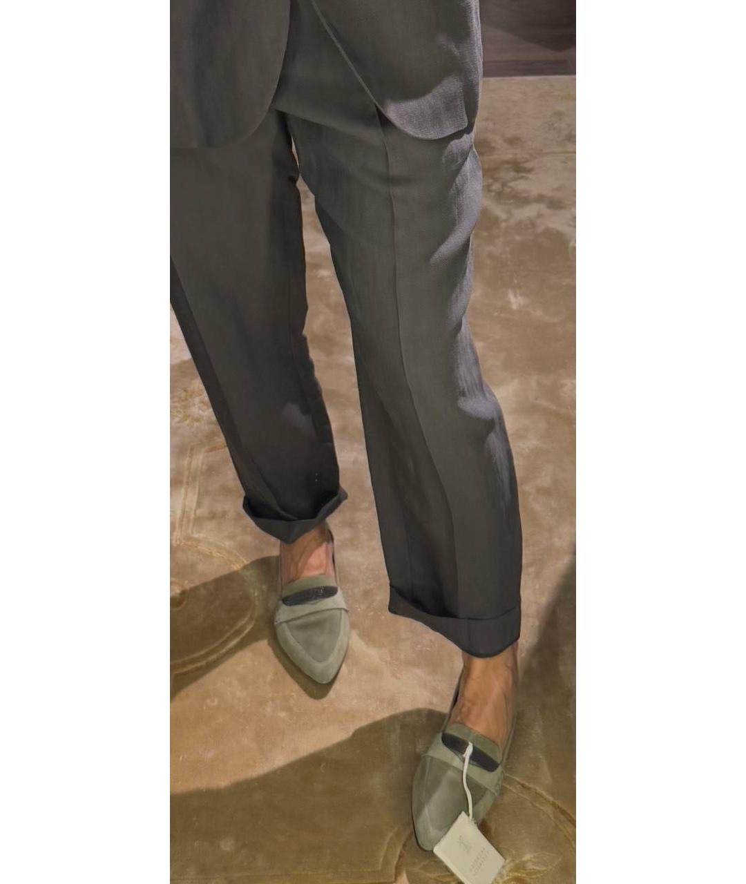 BRUNELLO CUCINELLI Хаки замшевые лоферы, фото 4