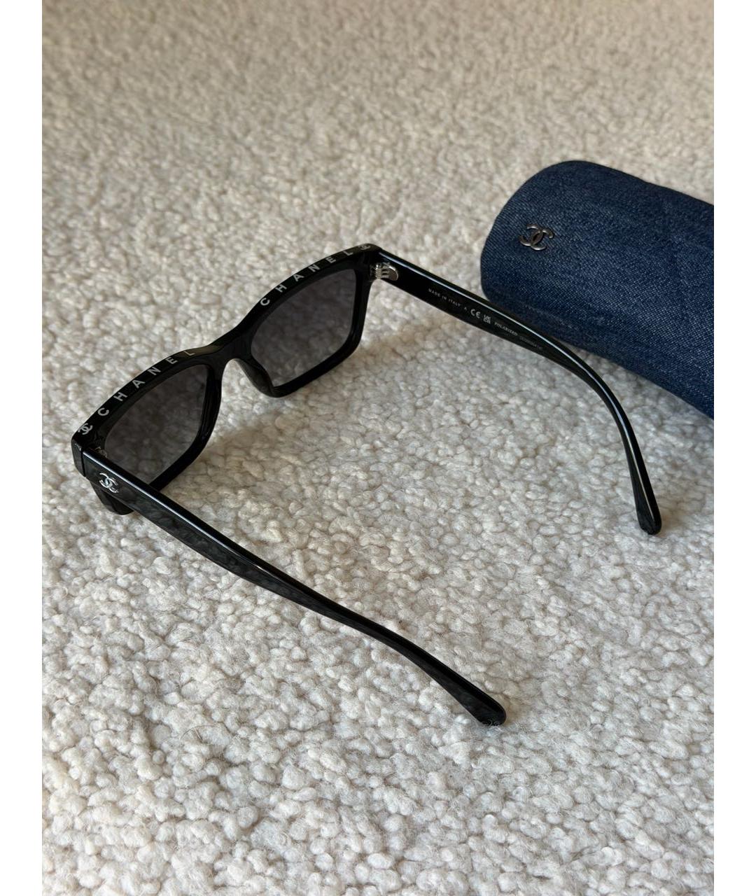 CHANEL Черные пластиковые солнцезащитные очки, фото 3