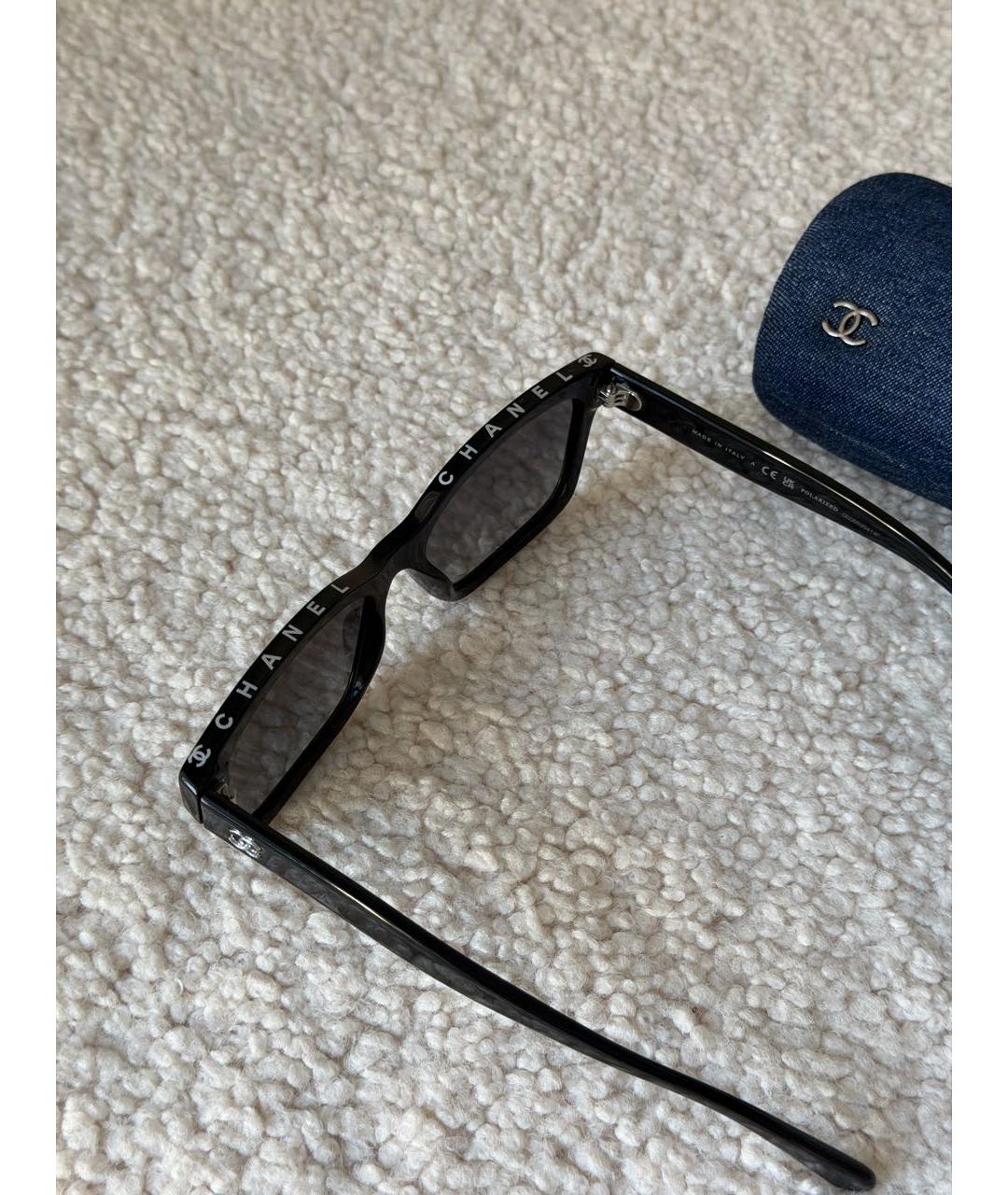 CHANEL Черные пластиковые солнцезащитные очки, фото 4