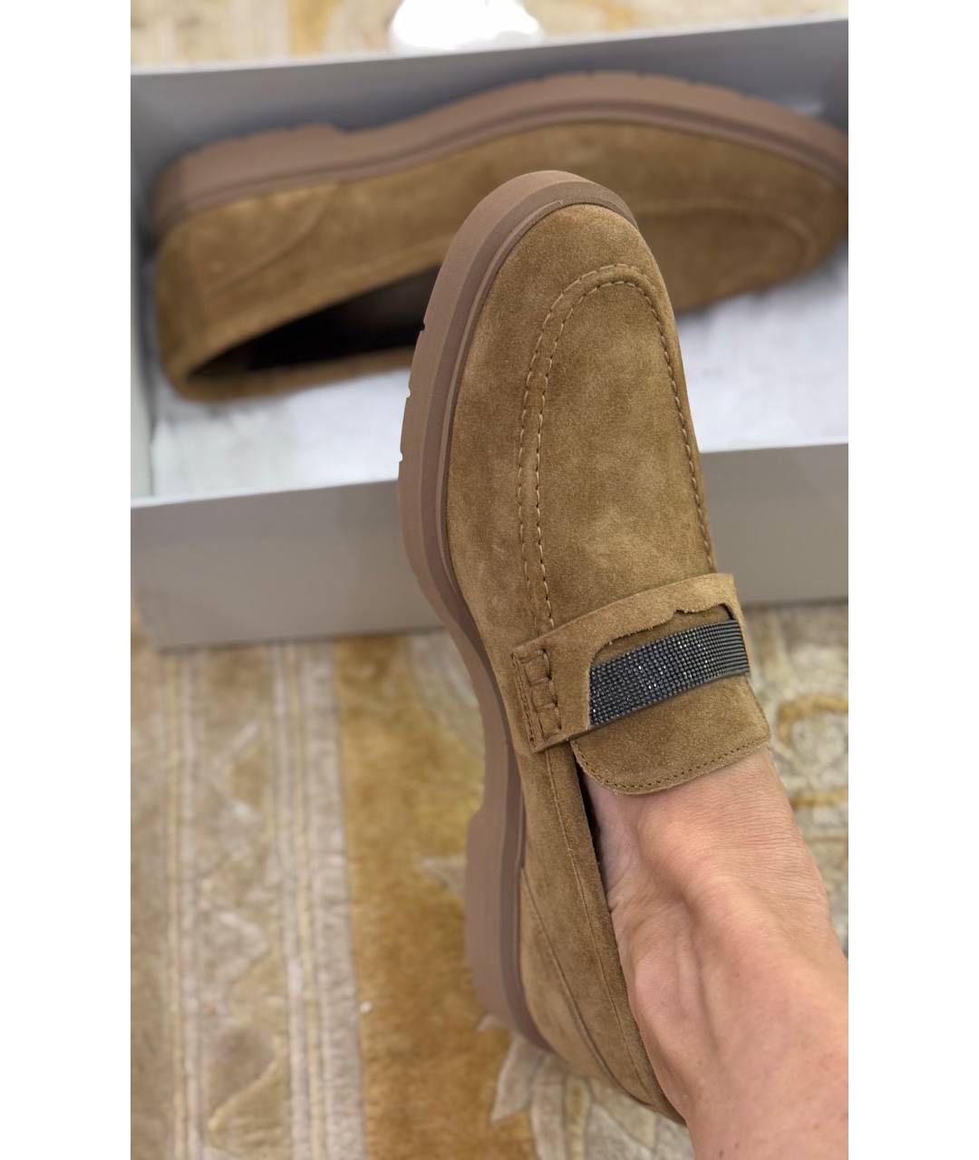 BRUNELLO CUCINELLI Коричневые замшевые лоферы, фото 4