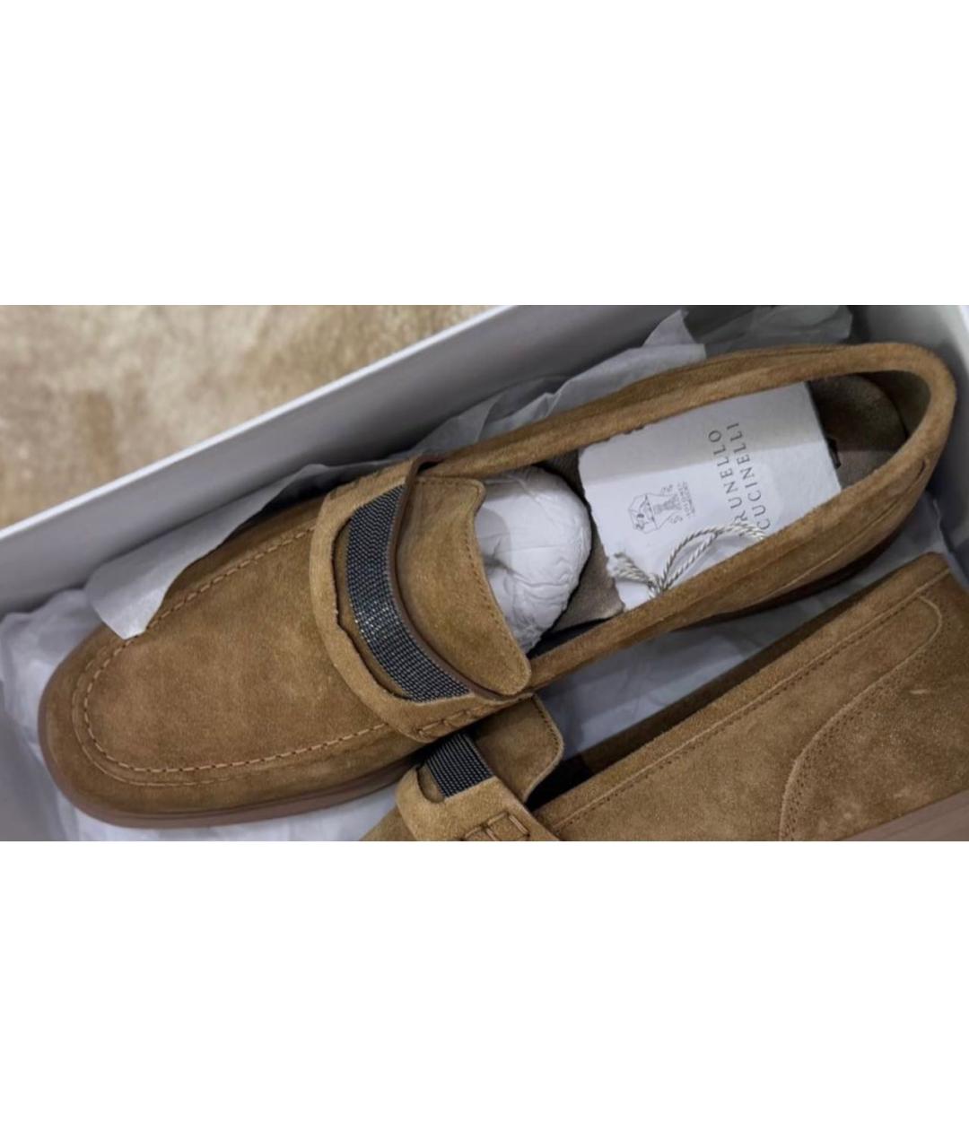 BRUNELLO CUCINELLI Коричневые замшевые лоферы, фото 2