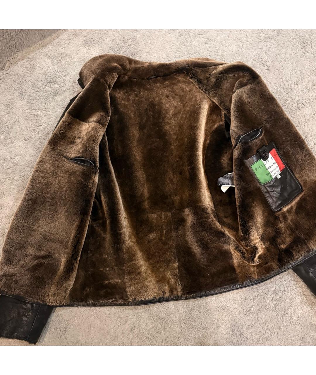 PHILIPP PLEIN Черная кожаная куртка, фото 4