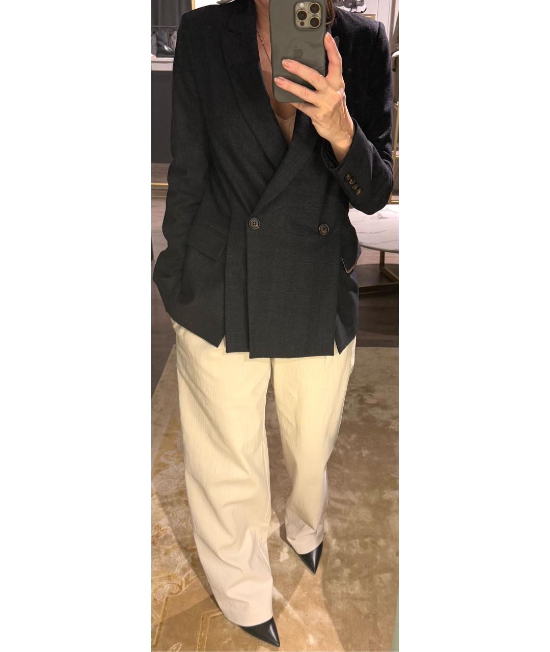 BRUNELLO CUCINELLI Антрацитовый шерстяной жакет/пиджак, фото 3