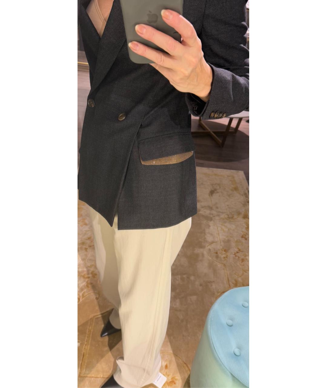 BRUNELLO CUCINELLI Антрацитовый шерстяной жакет/пиджак, фото 2