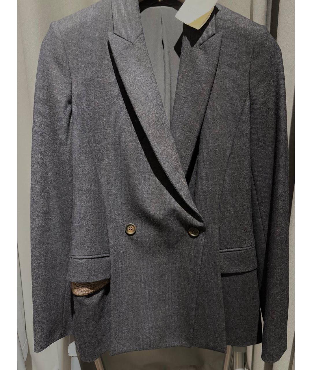BRUNELLO CUCINELLI Антрацитовый шерстяной жакет/пиджак, фото 5
