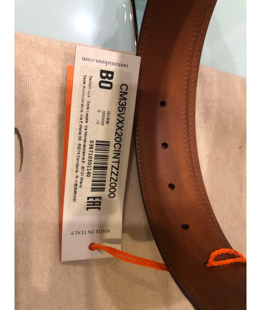 SANTONI Коричневый кожаный ремень, фото 6