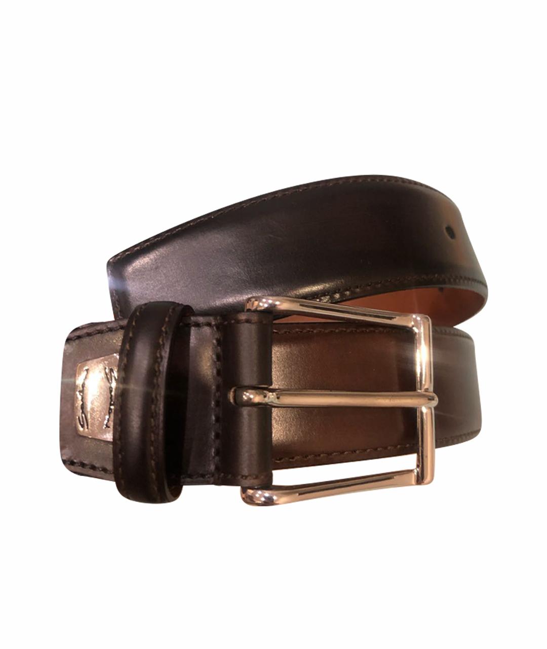 SANTONI Коричневый кожаный ремень, фото 1