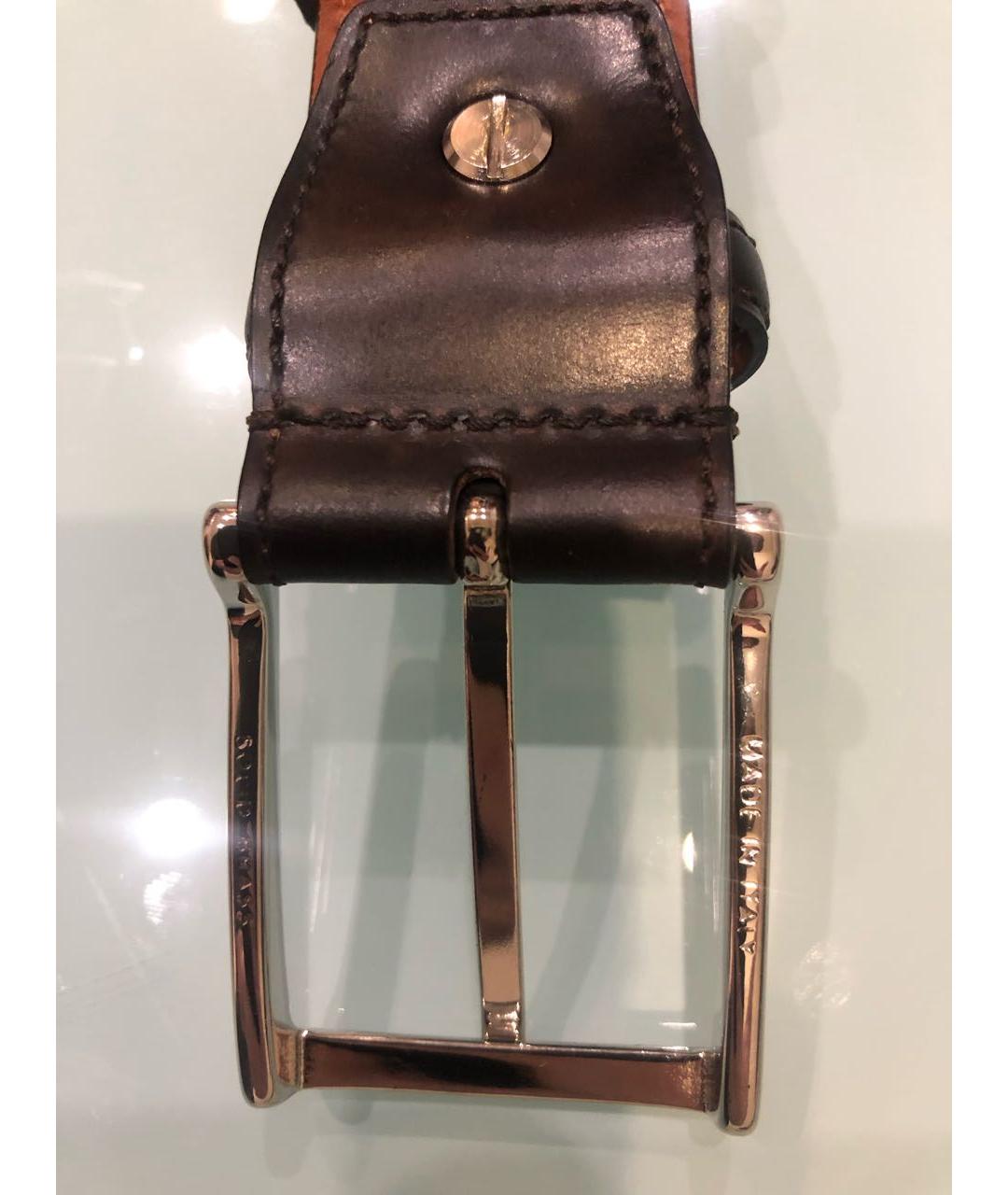 SANTONI Коричневый кожаный ремень, фото 4